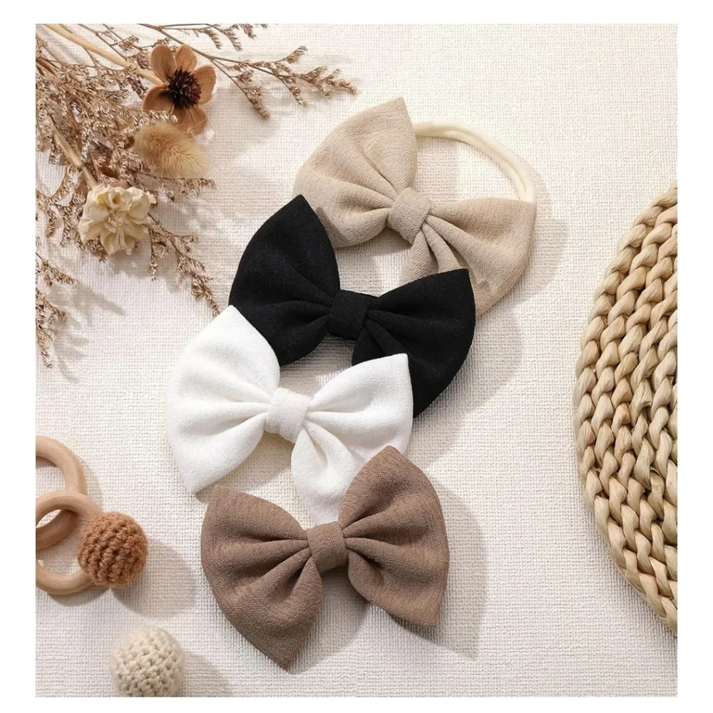 4 Pcs Soft Baby Bow Headbands